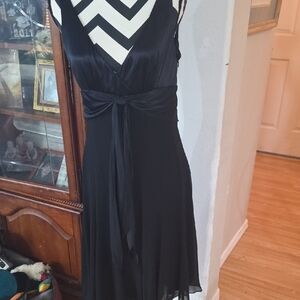 Elegant Black Chiffon And Satin Dress